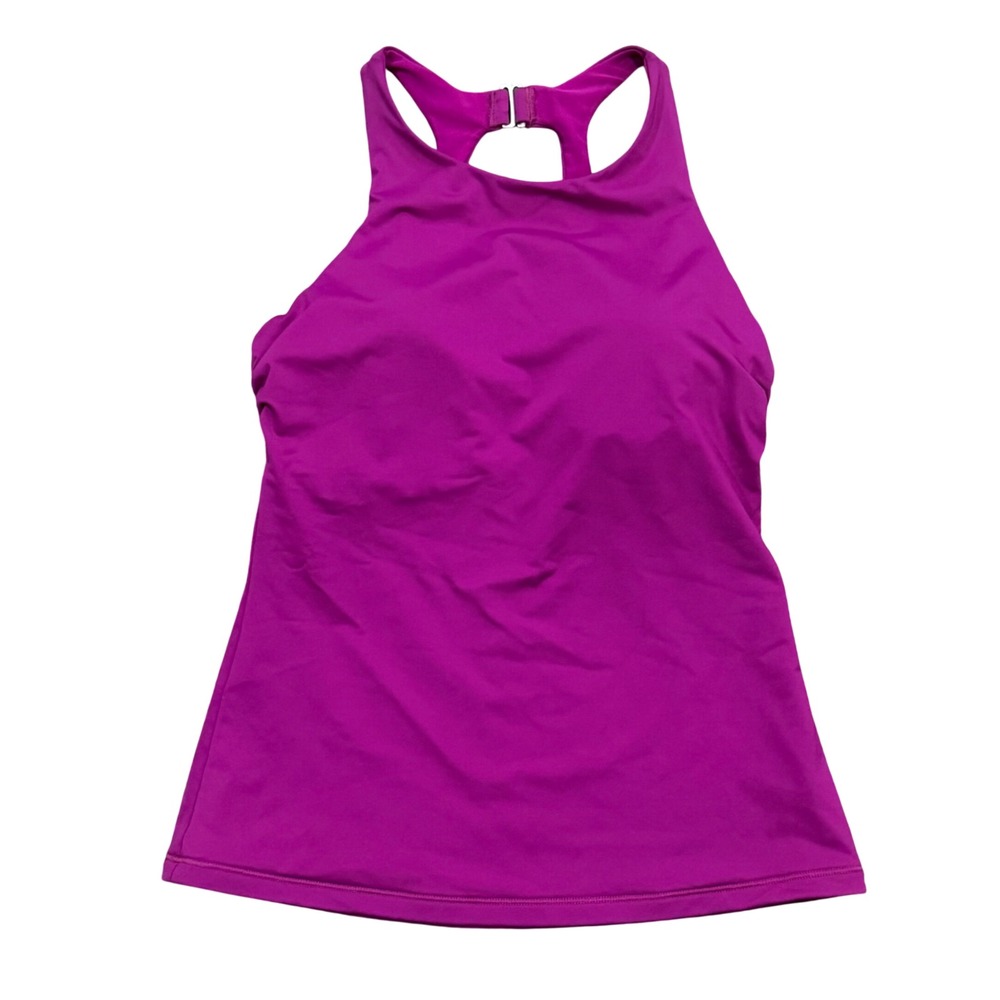Athleta Women Magenta High Neck Racerback Tankini Top Swimwear Medium 34 B/C